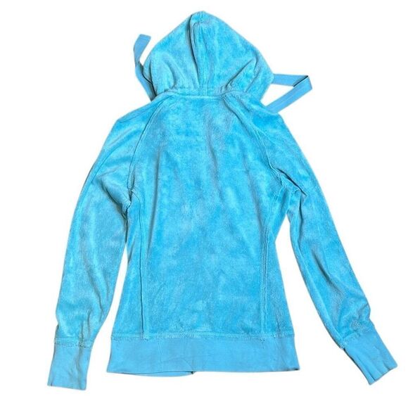 Twisted Heart Terry Cloth  Blue Fitted Hoodie - Picture 10 of 11